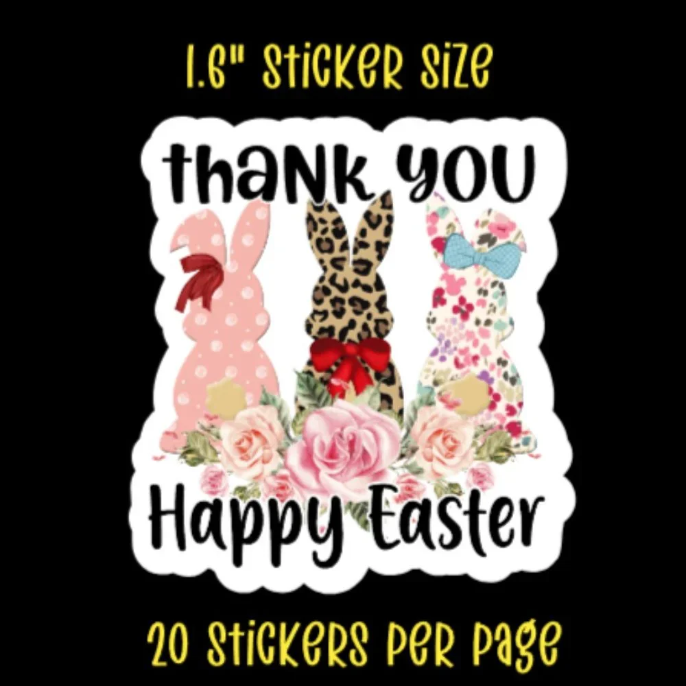 2 pages Thank You Happy Easter stickers size 1.6